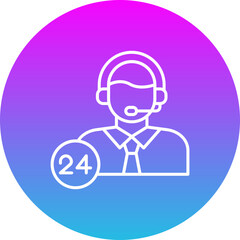 24 Hours Support Gradient Circle Line Inverted Icon