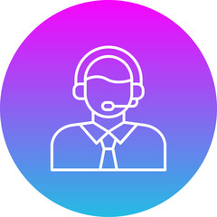 Customer Service Agent Gradient Circle Line Inverted Icon