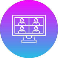 Online Meeting Gradient Circle Line Inverted Icon