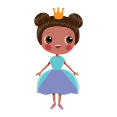 cute little princess with dark scine on the white background