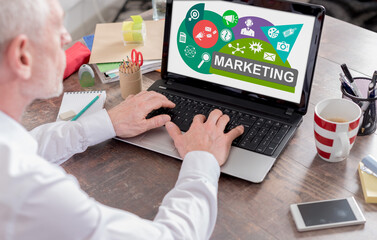 Marketing concept on a laptop screen