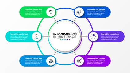 Infographic template. 6 banners joined in the middle
