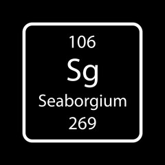 Seaborgium symbol. Chemical element of the periodic table. Vector illustration.