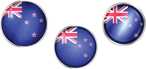 Round national flag pin of New Zealand.Circular vector flag of New Zealand