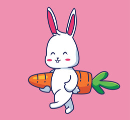 rabbit bring a carrot cartoon illustration
