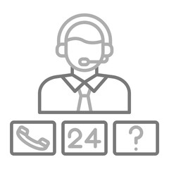 Call Center Greyscale Line Icon