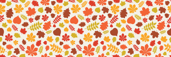 Design of autumn pattern. Background with leaves. Banner. Vector