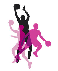 Basketball sport graphic with player in action.