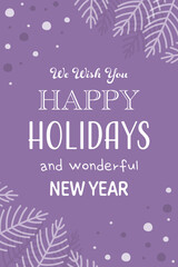 Christmas greeting card. Hand drawn branches. Vector illustration