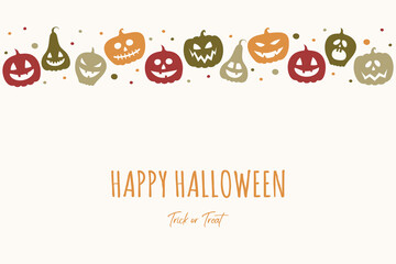 Background with funny pumpkins and wishes. Halloween card. Vector