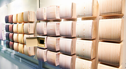 Decorative enclosures of electrical panels at store