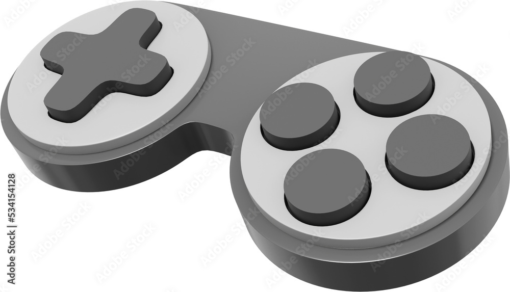 Poster minimalistic console game controller. png gray icon on transparent background. 3d rendering.