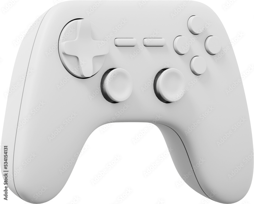Poster realistic console game controller. white png icon on transparent background. 3d rendering.