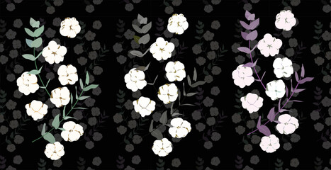 White Flower Branch Vector Illustration