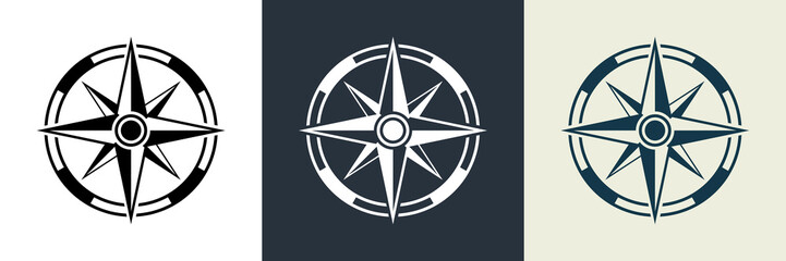 Windrose Silhouette Icon Set. Compass Nautical Navigator Cartography Glyph Pictogram. Rose Wind Navigator Icon. Adventure Direction to North South West East Sign. Isolated Vector Illustration