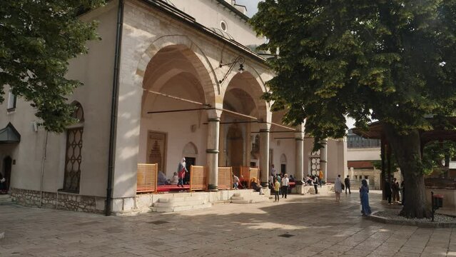 Outside entrance of Gazi Husrev-beg Mosque, Sarajevo, Bosnia