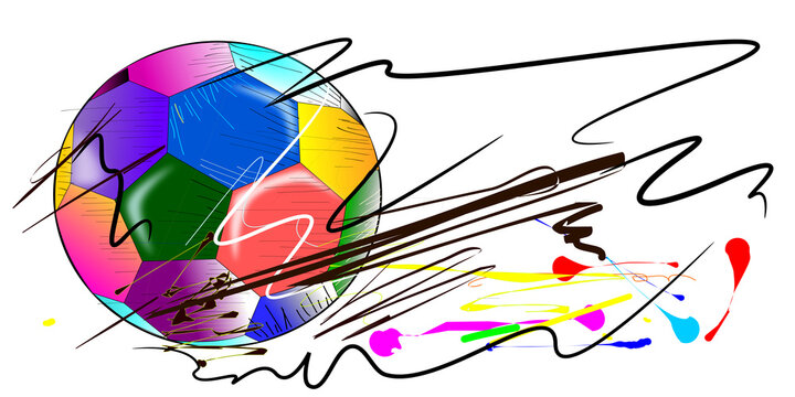 footballs sport brush stroke action white background