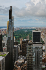 Aerial view over Manhattan from the Rockefeller Center (Top of the Rock). View of the Central Park from the Top of the Rock 