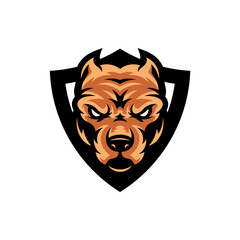 Pitbull dog head mascot logo designs character for sport and pet logo