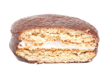 sponge cake with souffle in chocolate glaze