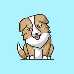 Cute dog sticking her tongue out cartoon icon illustration.