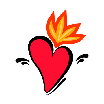  heart , burning heart, vintage heart, icon, tattoo, fire, love, illustration