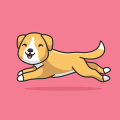 Cute run dog cartoon icon illustration.