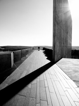 Grayscale Shot Of Flight 93 National Memorial Building