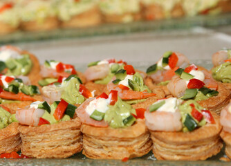 canape with seafood and vegetables