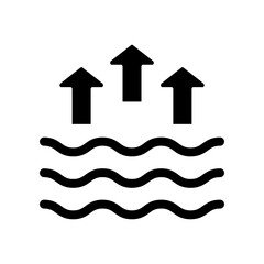 Naklejka premium High Tide Silhouette Icon. Waves on the Sea or Ocean Black Icon. Vector Isolated Illustration