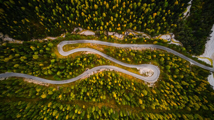 curvy and long road in italy