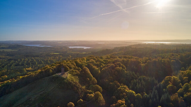 mountain with tower on top