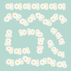 Set of Chamomile flower ruler, blanks for decoration. set of vector Chamomile floral elements. Floral elements for decorating your design. Flowers ornament, decorative frame, decorative elements
