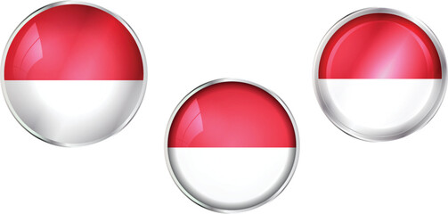 Round national flag pin of Monaco.Circular vector flag of Monaco