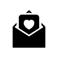 Valentine Day Love Postcard with Envelope. Care, Charity, Volunteering and Donate Concept. Love Message Silhouette Icon. Romantic Postcard or Envelope Pictogram. Vector illustration