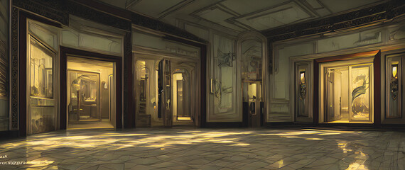 Artistic concept painting of a lobby, background illustration.