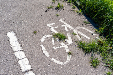 traffic sign in an exclusive lane for bicycles in Barcelona