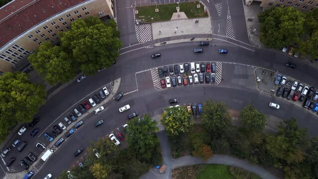Airfield Tempelhof War Airport.
Buttery soft aerial view flight tilt up drone of Berlin Germany at summer day 2022. 4k Marnitz Cinematic from above
