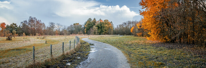 Country road in Autumn in a French countryside