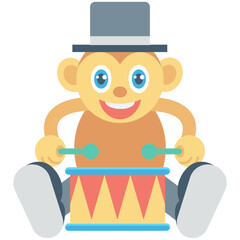 Circus Monkey Colored Vector Icon