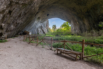 Devetashka cave with holes on the ceiling