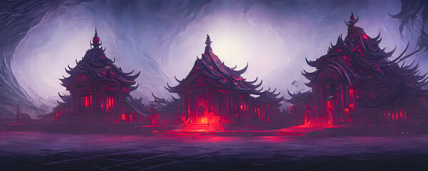 Fototapeta na wymiar Artistic concept painting of a beautiful fantasy temple, background 3d illustration.