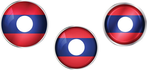 Round national flag pin of Laos.Circular vector flag of Laos