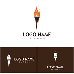  Torch with flame logo vector illustration design