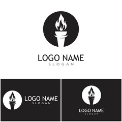  Torch with flame logo vector illustration design