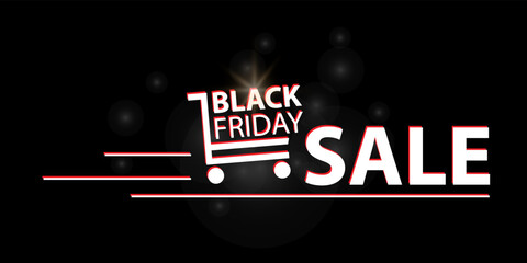 Simple black friday sale logo with shopping trolley