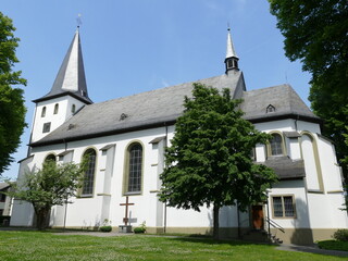 Fototapeta na wymiar Side view of the St. Pankratius Church in Koerbecke, North Rhine-Westphalia, Germany