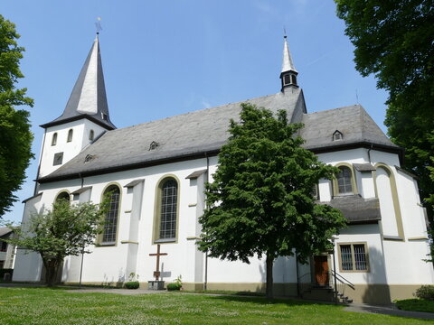 Side view of the St. Pankratius Church in Koerbecke, North Rhine-Westphalia, Germany