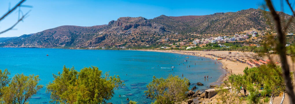 View of traditional greek village and beach Paleochora, Crete, Greece.