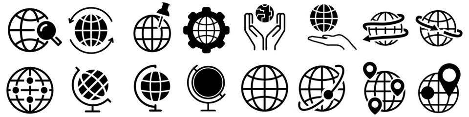 World map vector icon set. Navigation illustration sign collection. Globe symbol. Travel logo.